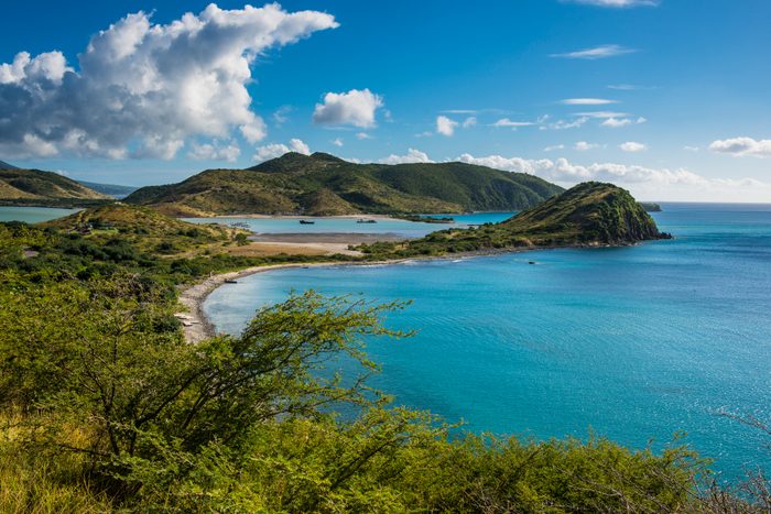 Scenic view over South Peninsula of St. Kitts, St. Kitts and Nevis, Caribbean