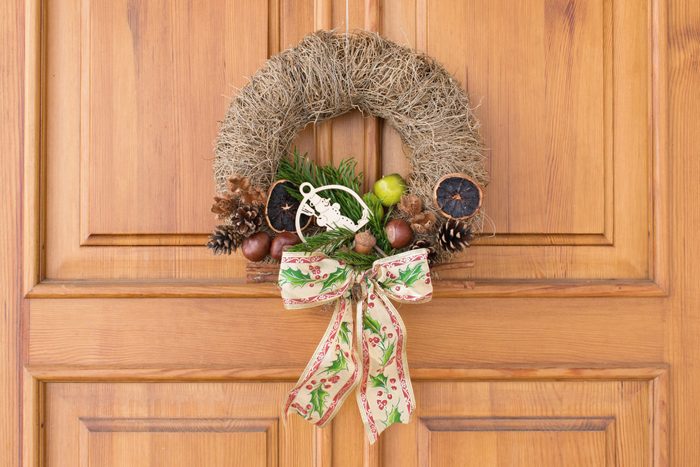 Natural Christmas wreath on the door - Christmas decoration