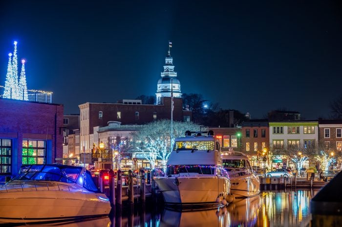 Harbor in Annapolis Maryland at Night