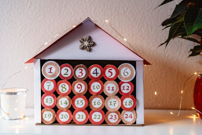 Handmade Advent Calendar Made From Toilet Paper Rolls And Carton. Sustainable Christmas, Zero Waste,