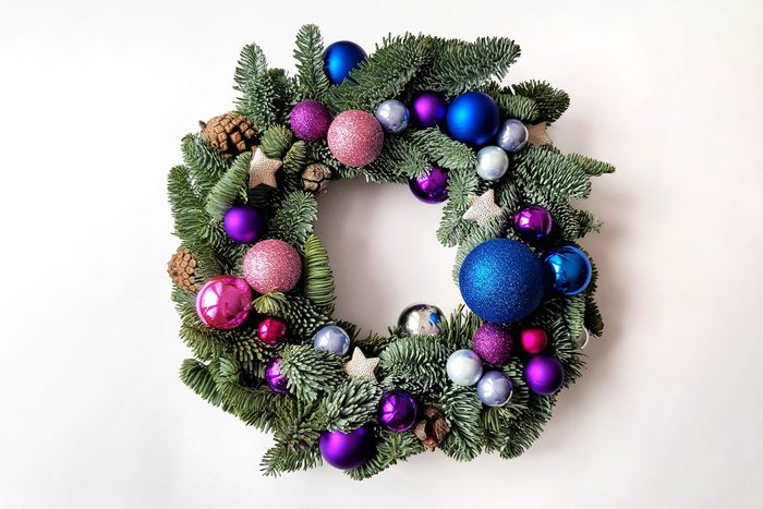 blue and purple wreath