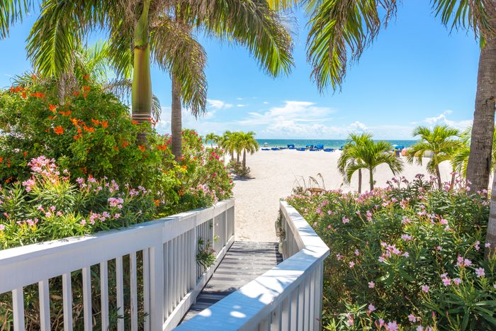 Boardwalk on beach in St. Petersburg, Florida, USA