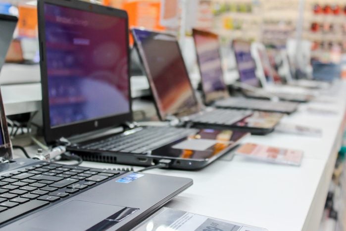 Laptops On Table In Store