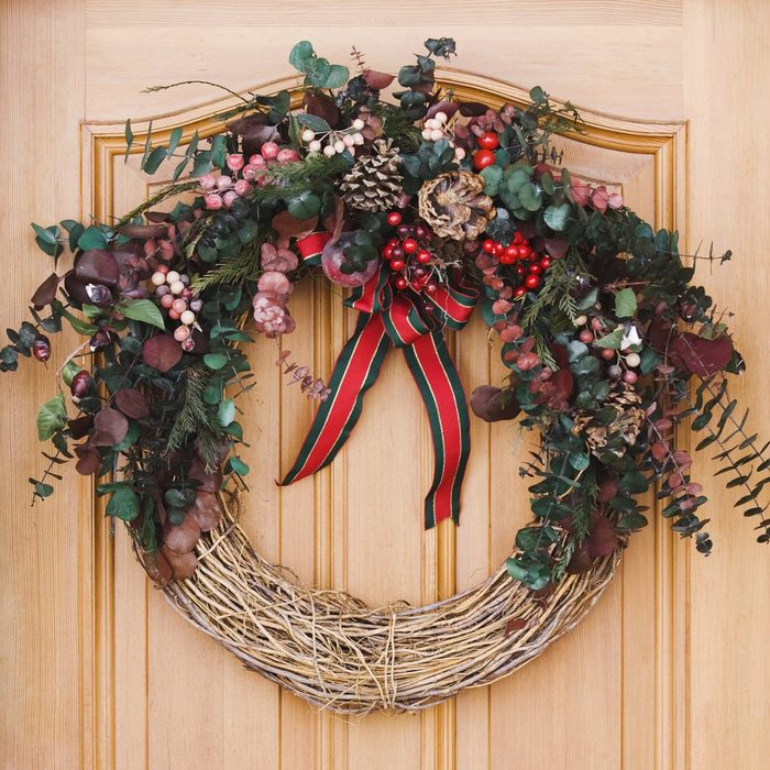 Holiday wreath on door