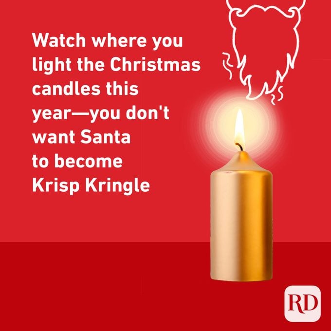 Watch where you light the Christmas candles this year—you don't want Santa to become Krisp Kringle with candle and handrawn Santa beard getting singed