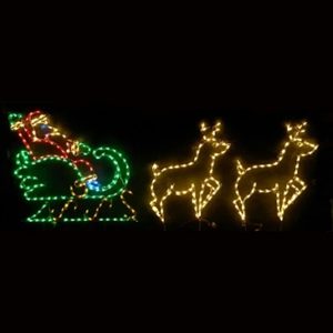 Led Lit Santa In Sleigh With 2 Deer String Light Ecomm Via Wayfair.com