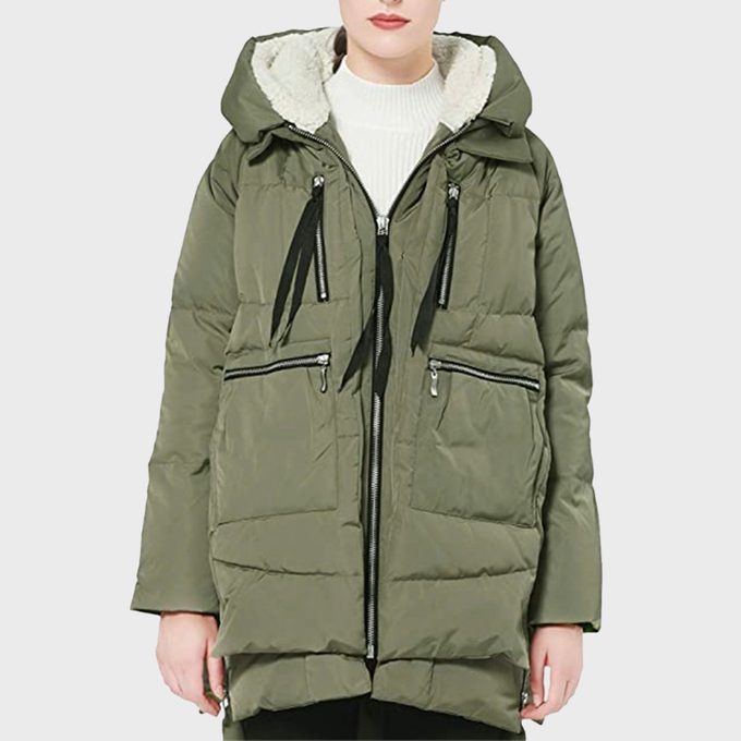 Faux Fur Collar Warm Coat Long Sleeve Zipper Pocket Overcoat Parka Outwear Airpow Women Winter Thicken Down Pea Coat 