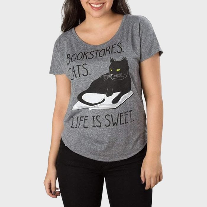 Out Of Print Bookstore Cats Relaxed Fit T Shirt