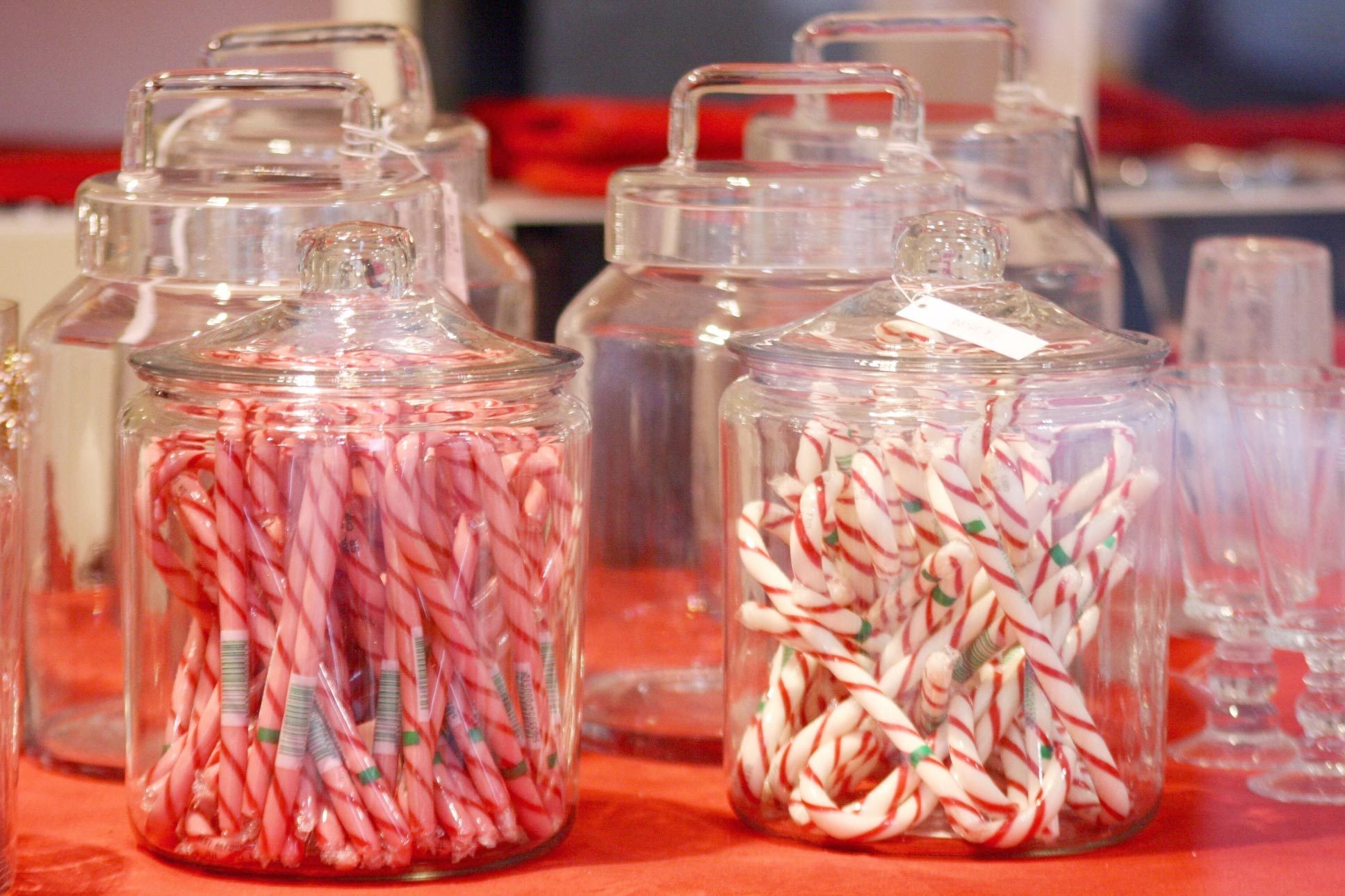 candy canes in jars