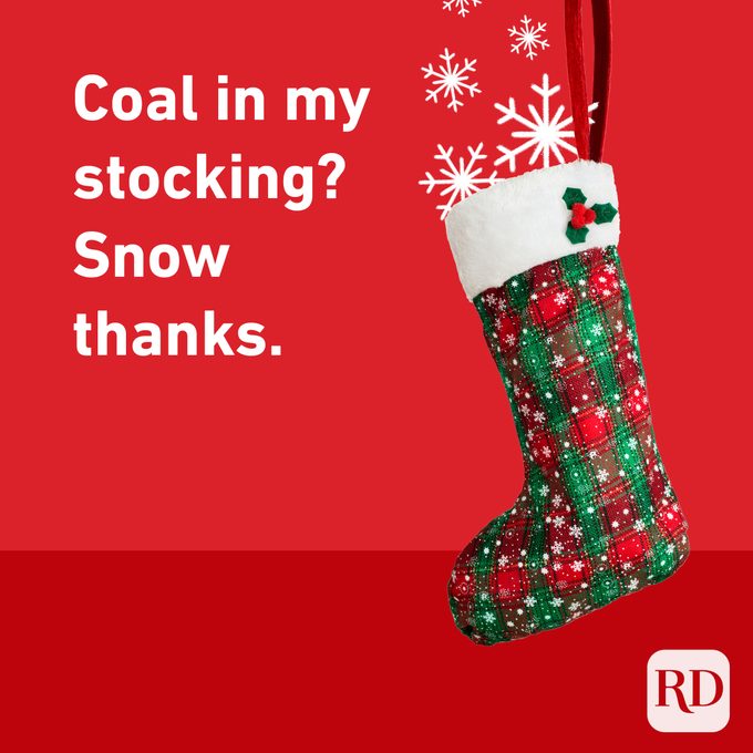 Coal in my stocking? Snow thanks. There is a stocking with snowflakes filling it