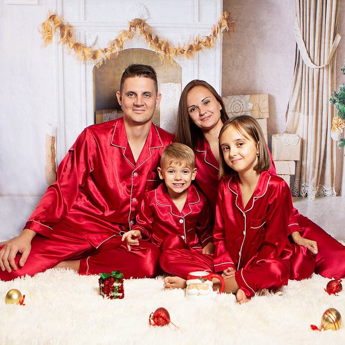 Sunny Boutique Miami Red satin family pajamas