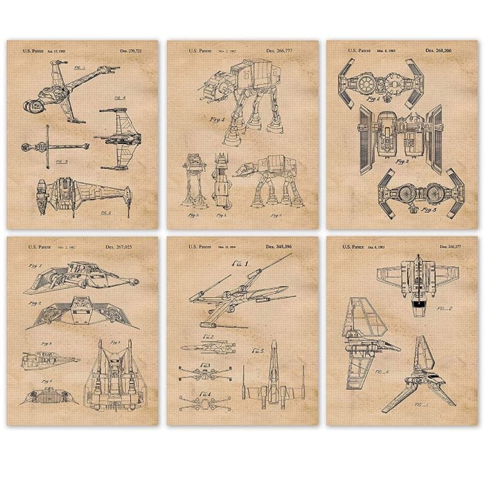 Vintage Star Vessels Vehicles Patent Art Poster Prints