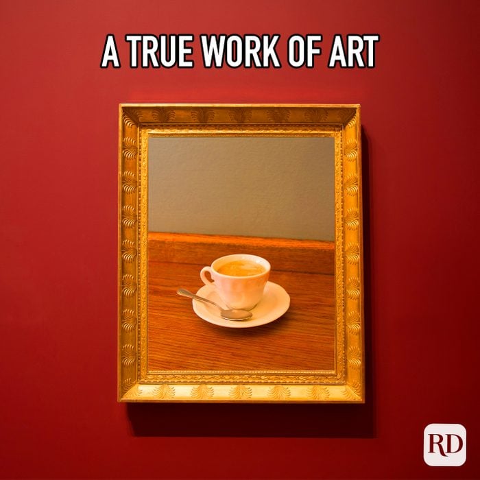 A True Work Of Art meme text over image of coffee painting