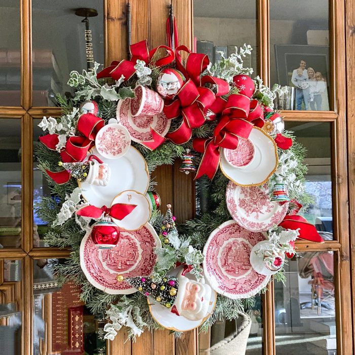 Christmas Wreath made of vintage plates