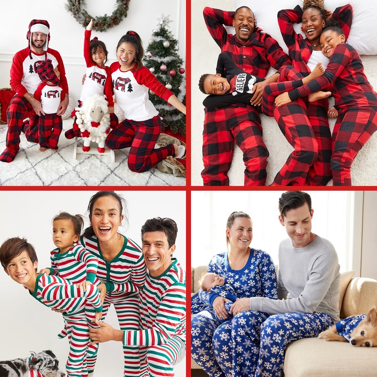 Hinzonek Xmas Plaid Pajamas Set for Family Matching Christmas Pjs Dad Mom Kids Baby Holiday Nightgown Sleepwear