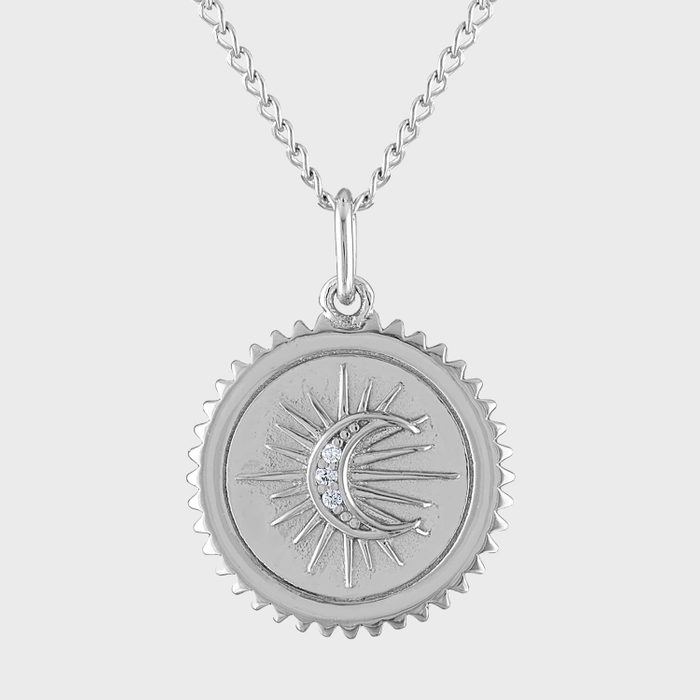 Moon Medallion Necklace Silver