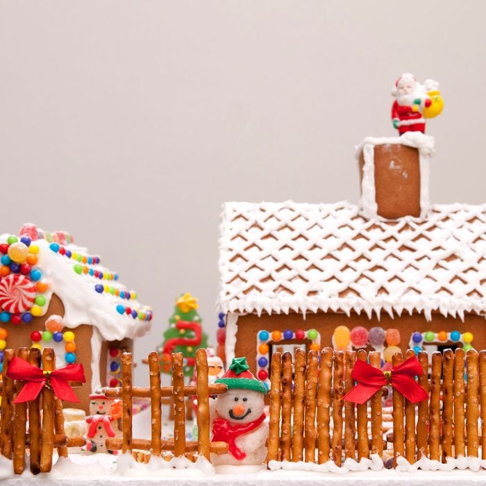 Gingerbread House With Pretzel Fence