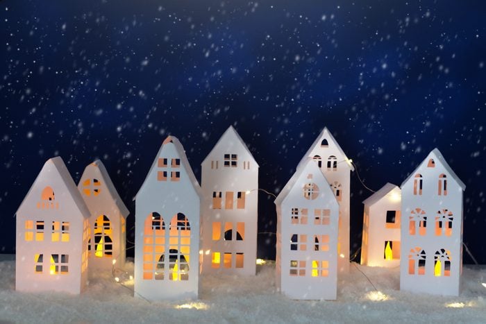 winter night landscape made of paper