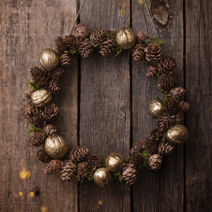 Handmade pinecone Christmas wreath decoration