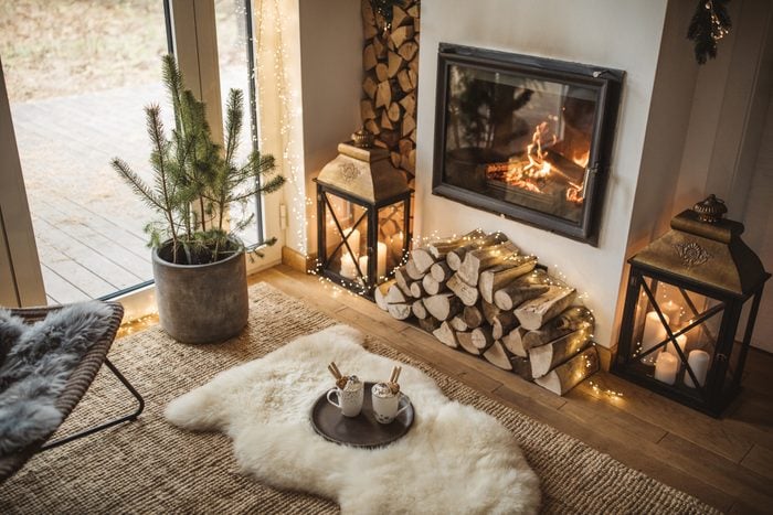 cozy living room during christmas time