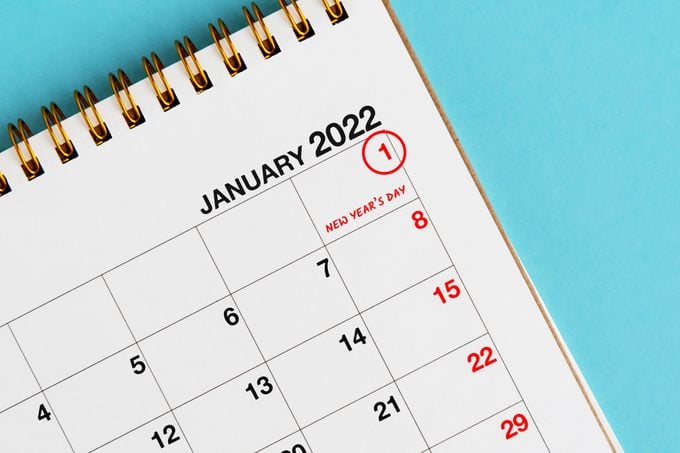 New Years day on 2022 calendar