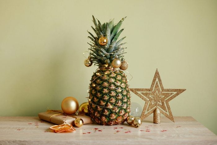 pineapple decorated for christmas
