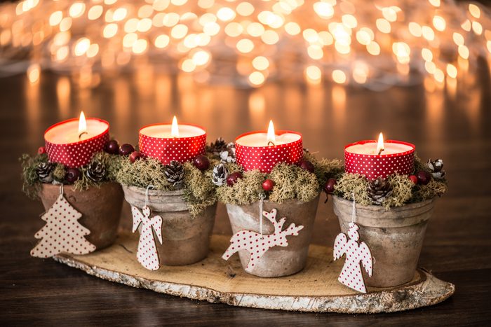 potted Christmas candles