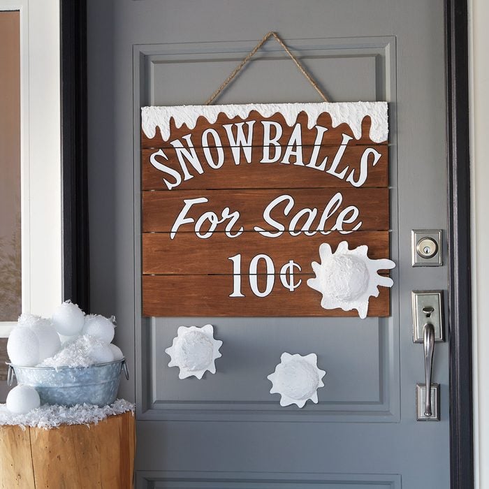 Snowballs For Sale Sign Winter Door Decor