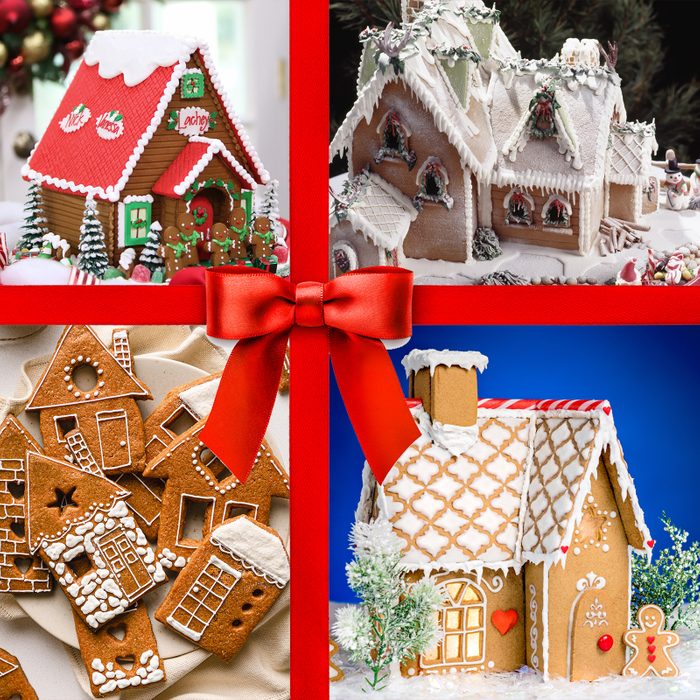 Gingerbread Houses Collage With Bow