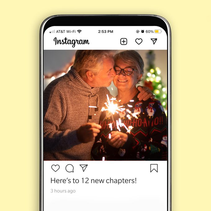New Years Instagram Photo Of Elderly Couple Kissing