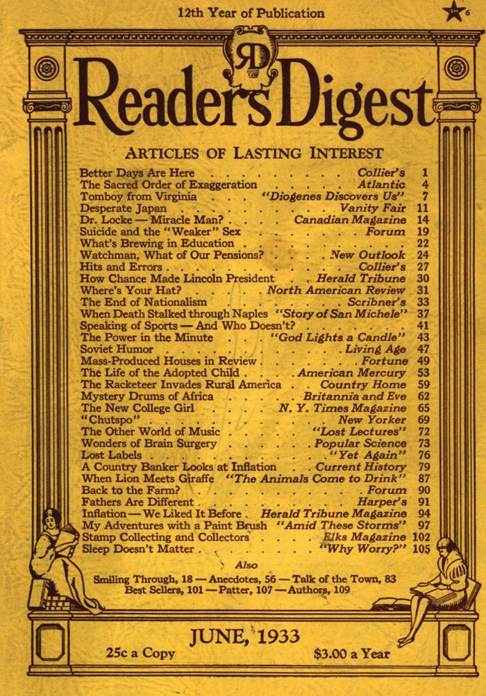 1933 June Readers Digest Cover
