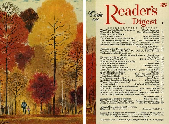 1966 October Readers Digest Cover