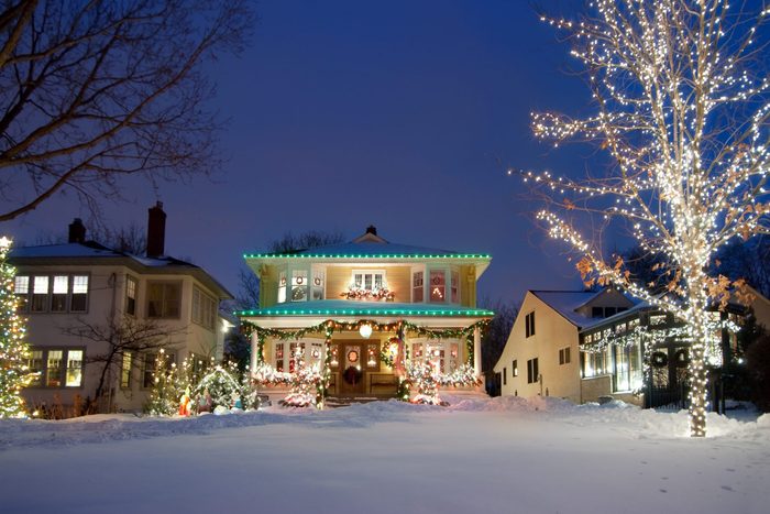 Christmas lights on houses in the neighborhood