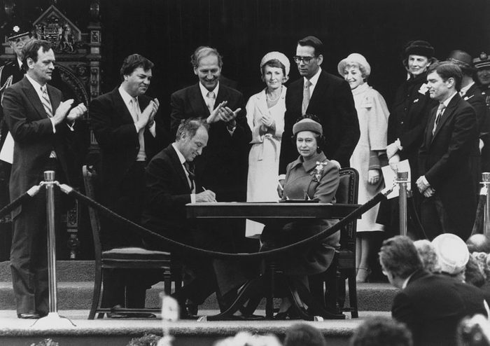 Canadian Prime Minister Pierre Trudeau Signs Proclamation