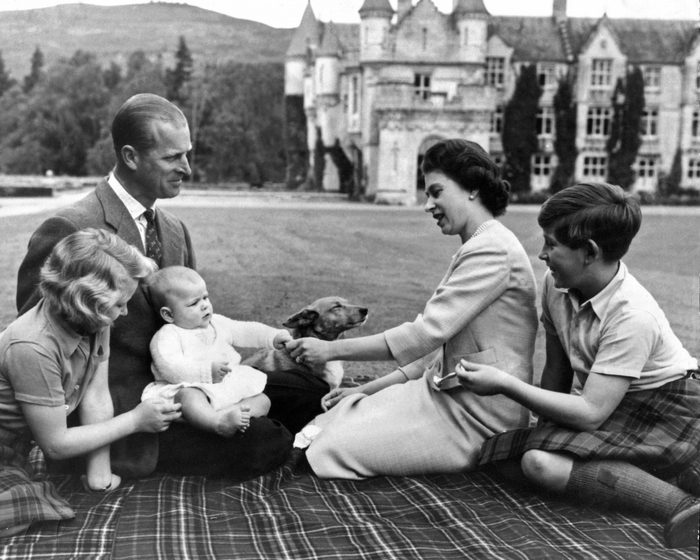 Queen Elizabeth II and her husband Prince Philip, Duke of Edinburgh, with their children Princess Anne, Prince Charles (