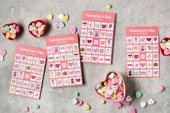 Cartones de bingo para imprimir gratis para el día de San Valentín