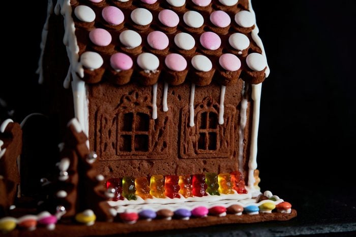gingerbread house with dark background