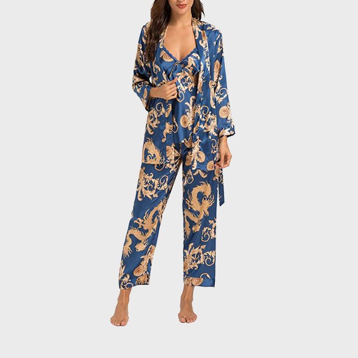 Escalier Silk Satin 3 Piece Pajama Set