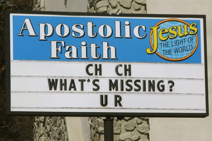 Catchy Church sign with clever message