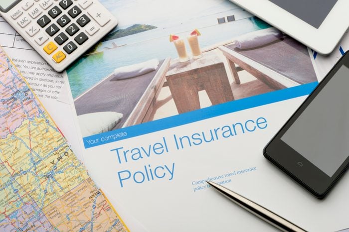 Travel insurance brochures and magazines.