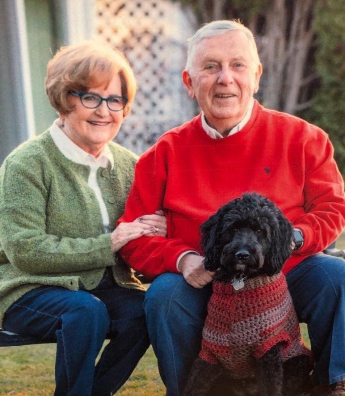 Ray and his wife Wini with their dog