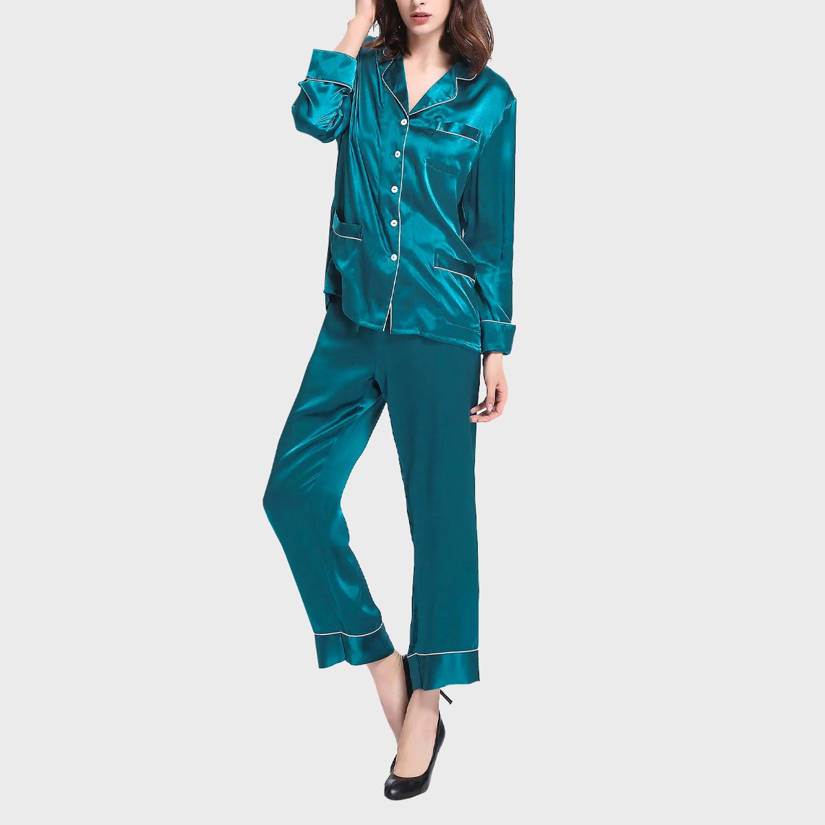 LilySilk Silk Pajamas for Women with Contrast Trimming