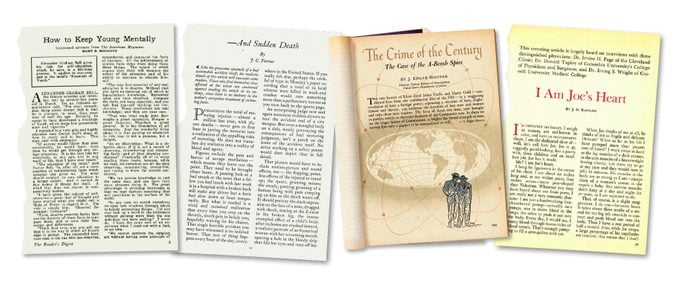 original pages of 4 memorable Reader's Digest stories