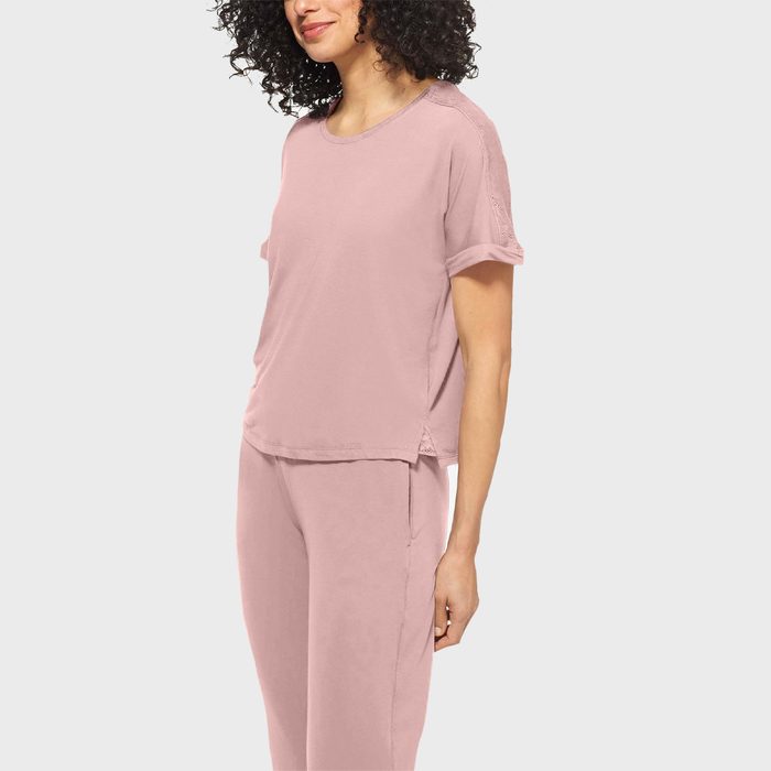 Tommy John Second Skin Sleep Lace Tee And Sleep Pants With Lace Trim