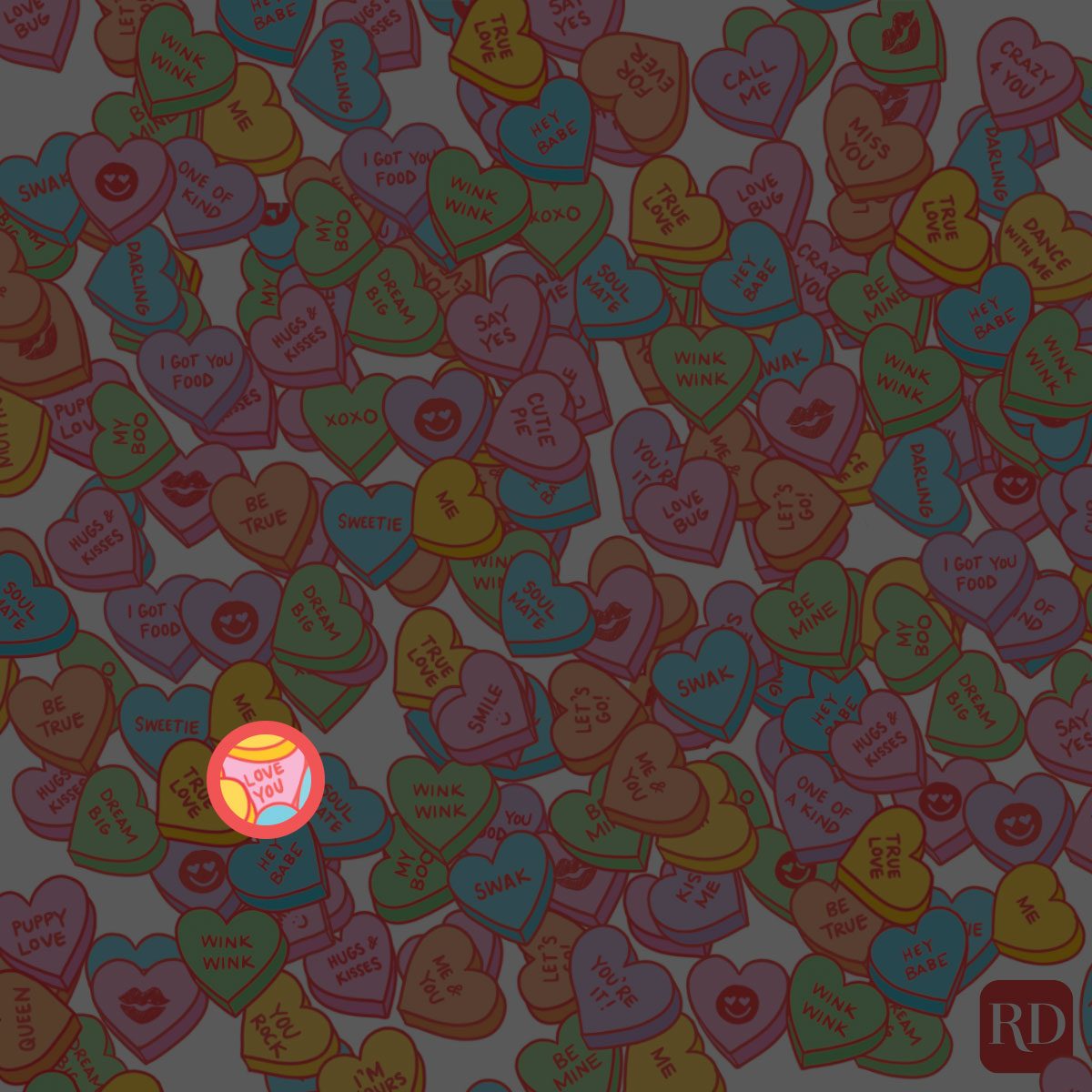 Find The "Love You" In The Valentines Heart Candy Puzzle Answer