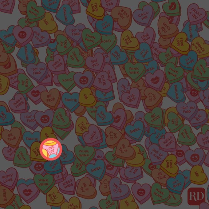 Find The "Love You" In The Valentines Heart Candy Puzzle Answer