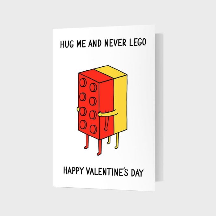 Hug Me And Never Lego Valentines Day Card