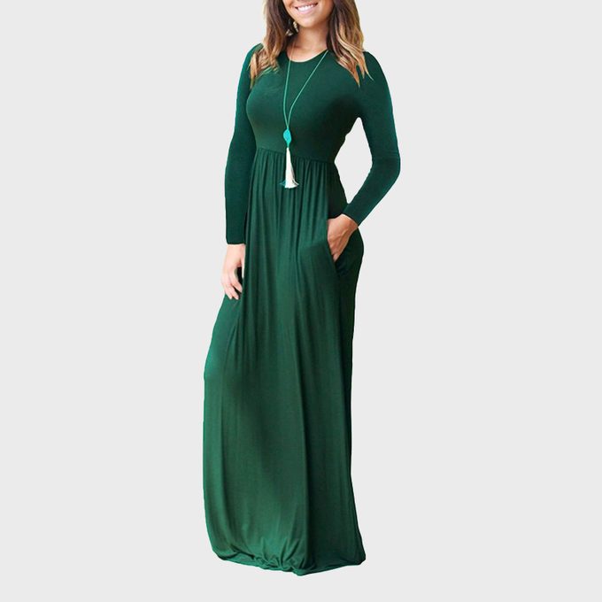 Long Sleeve Dark Green Dress