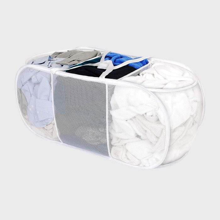 Smart Design Deluxe Mesh Pop Up 3 Compartment Laundry Sorter Hamper Baske