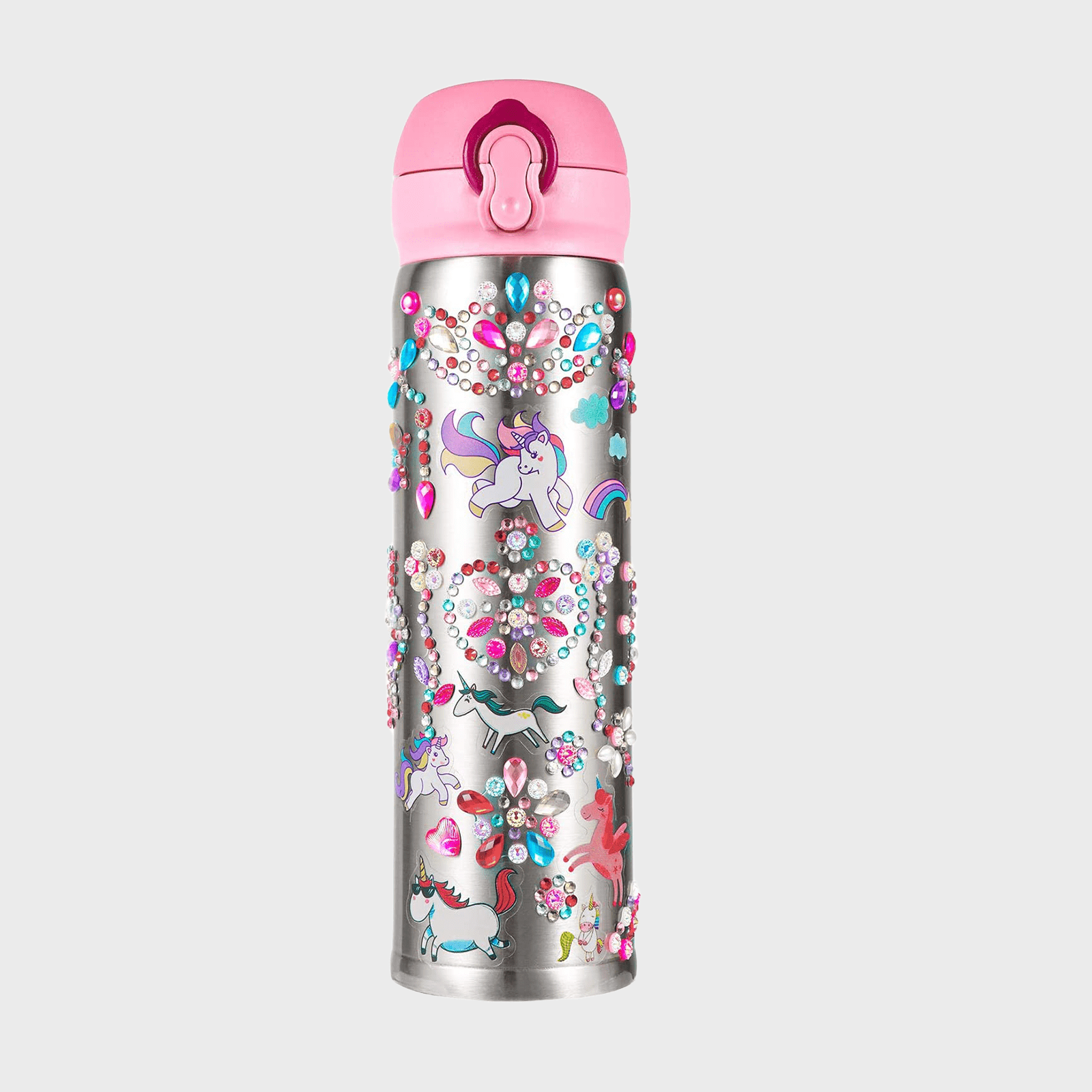 YOFUN Decorate Your Own Water Bottle with 11 Sheets of Unicorn Stickers & Glitter Gems, Craft Kit & Art Kit for Children, Gift for Girls Age 4 5 6 7